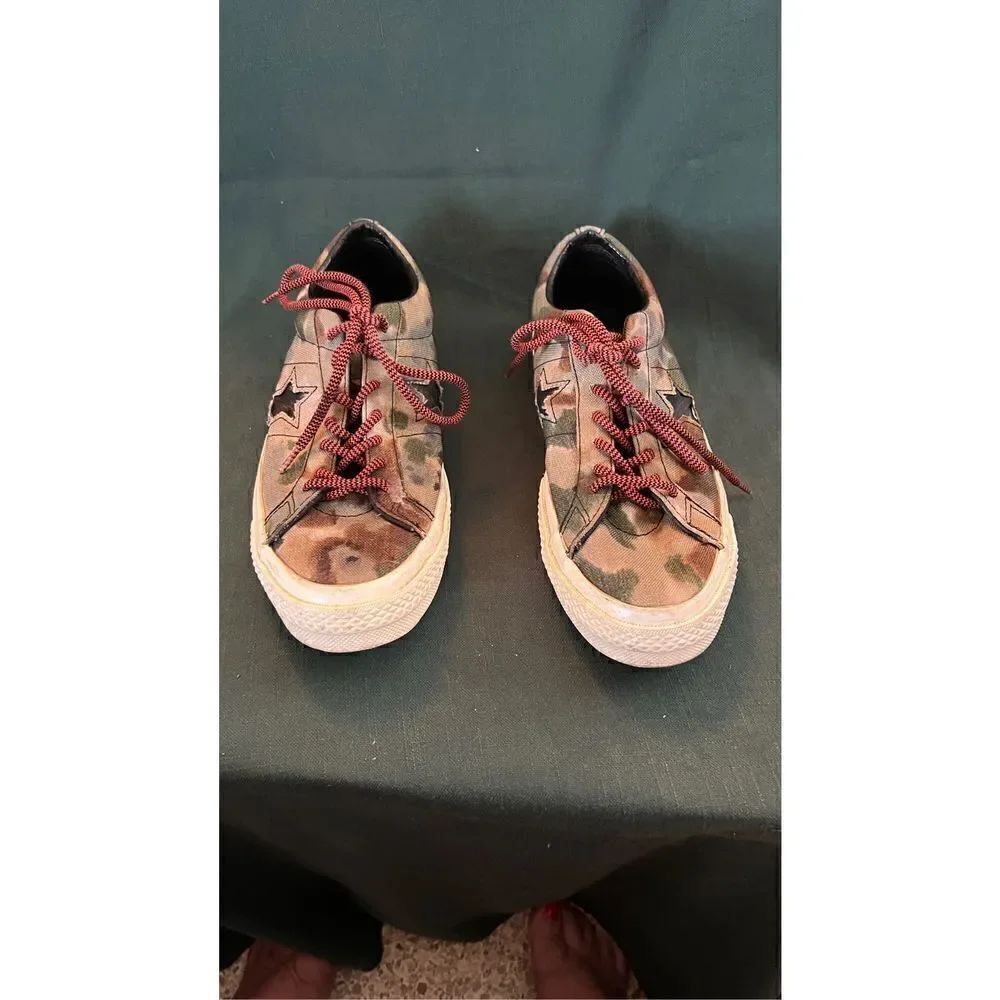CONVERSE ONE STAR 74 CAMO BLACK EGRET SNEAKERS 152665C US SZ 8 DUST BAG